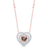 3/8CTW-DIA CN 6X6 MM HEART-MORGANITE FASHION NECKLACE (18 INCH)